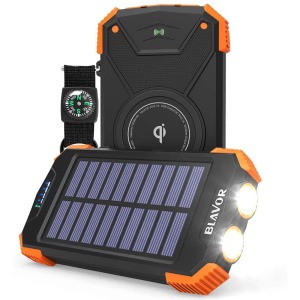 Solar Power Bank with Type C Input Port Dual Flashlight