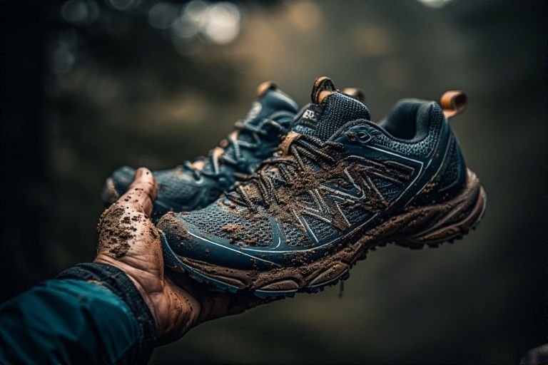 Replace trail running shoes in mud got damaged time to replace Hiking shoes in mud banner by hiking pirates