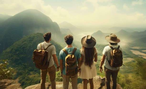 Hiking group in mountains sun protection hiking by hikingpirates