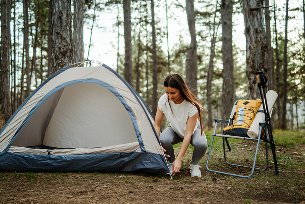 Set Up Shelter/Tent Before Dark Women setting up camp by hikingpirates 
